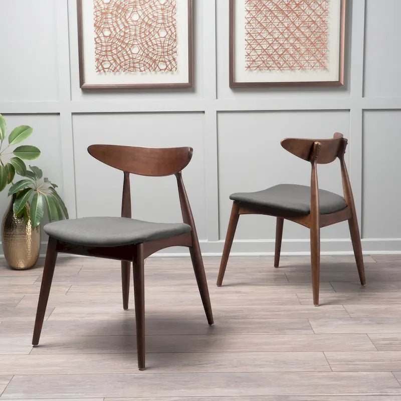 Chaise de salle à manger en tissu, style milieu de siècle, lot de 2