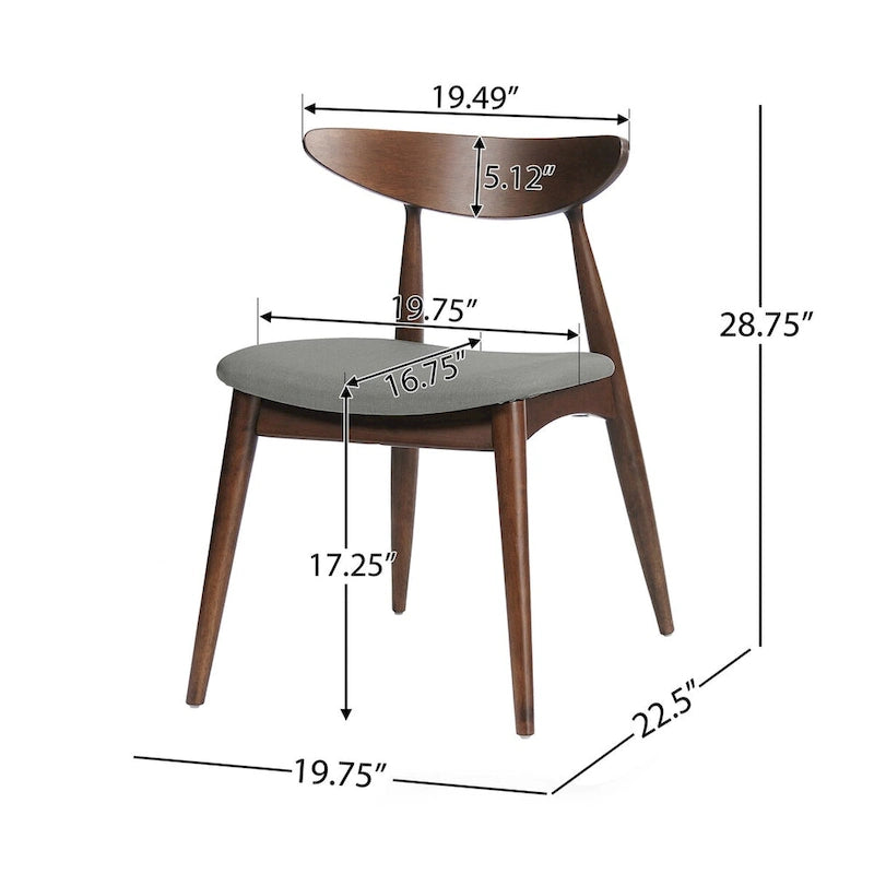 Chaise de salle à manger en tissu, style milieu de siècle, lot de 2