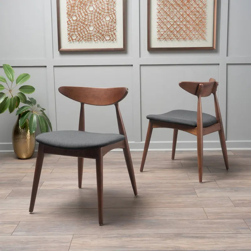 Chaise de salle à manger en tissu, style milieu de siècle, lot de 2