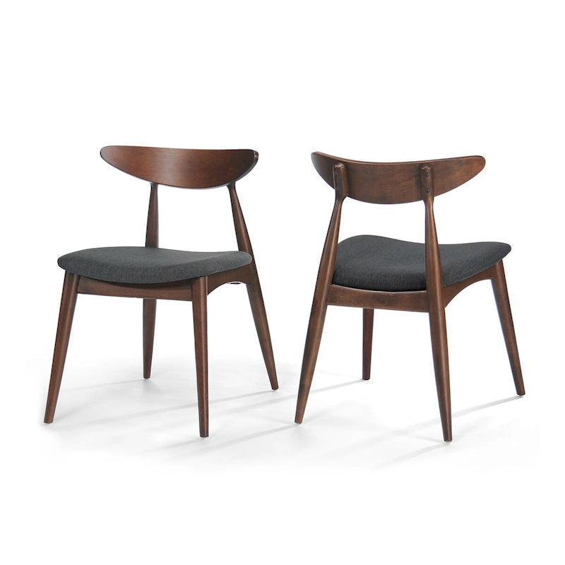 Chaise de salle à manger en tissu, style milieu de siècle, lot de 2