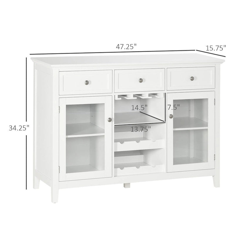 Meuble de bar avec tiroirs, casier à vin et porte-verres