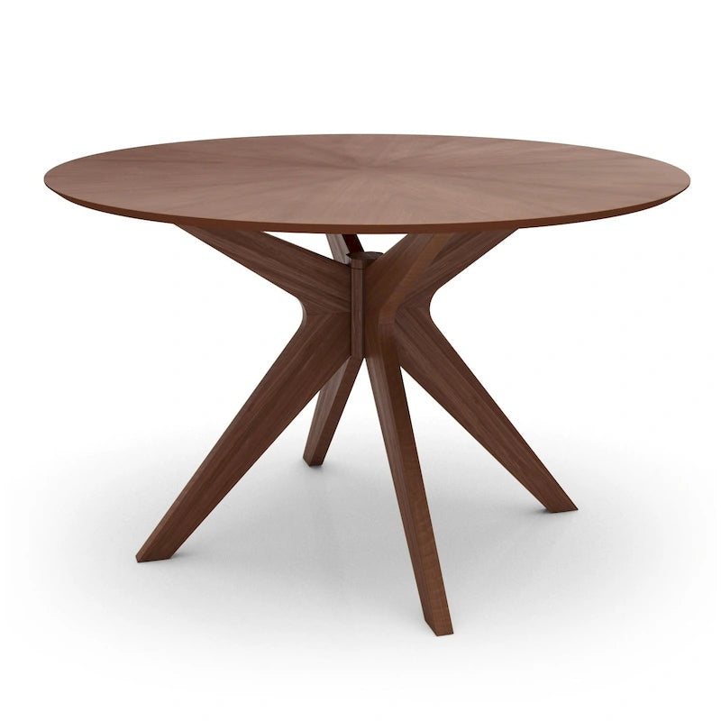 Table à manger ronde avec plateau en placage de bois