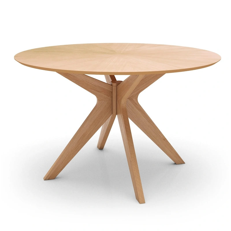 Table à manger ronde avec plateau en placage de bois