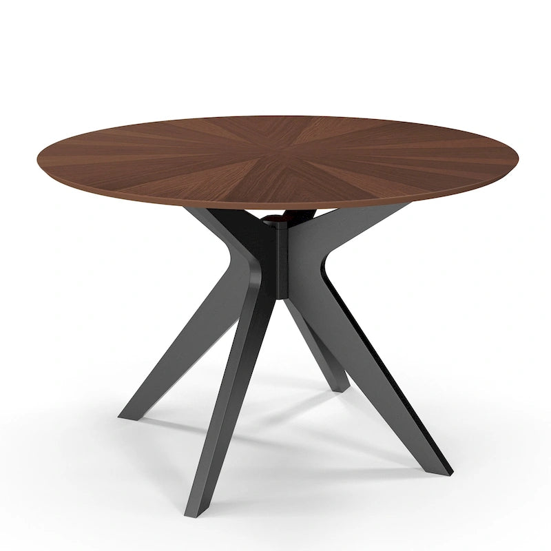 Table à manger ronde avec plateau en placage de bois