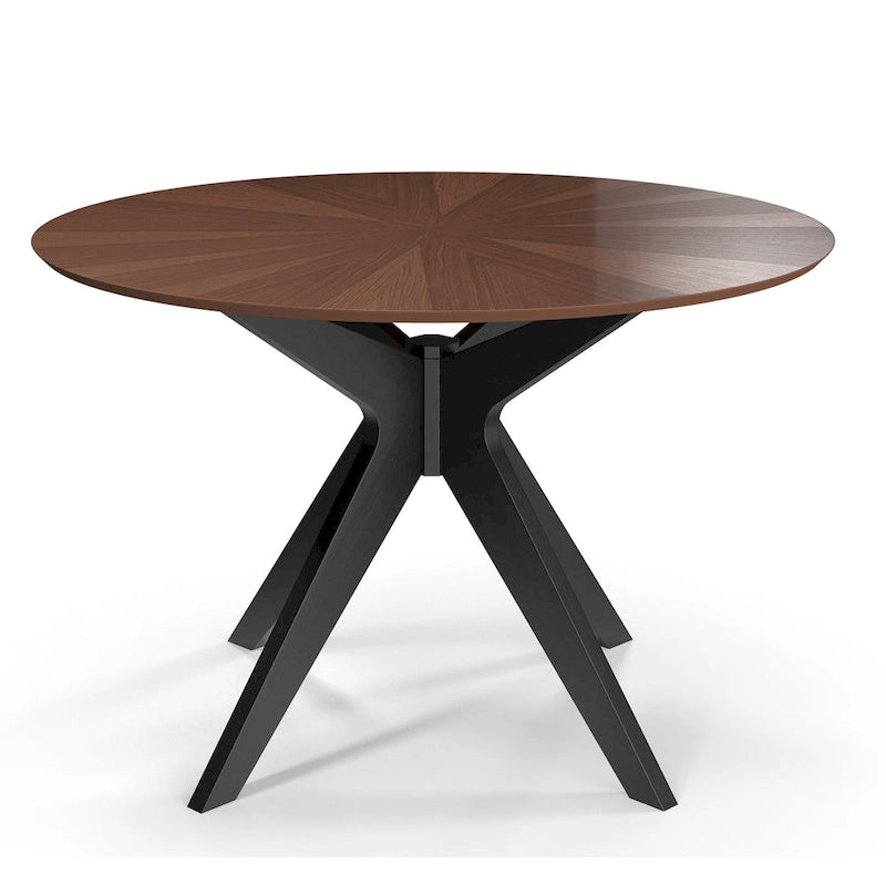 Table à manger ronde avec plateau en placage de bois