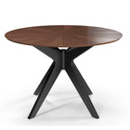 Table à manger ronde avec plateau en placage de bois