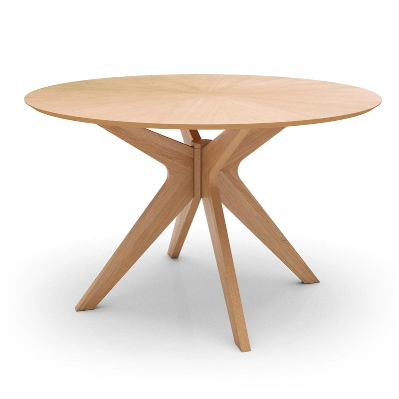 Table à manger ronde avec plateau en placage de bois
