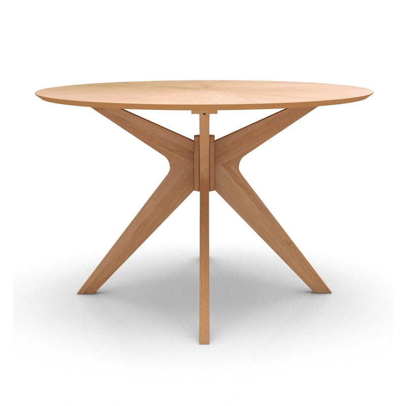 Table à manger ronde avec plateau en placage de bois