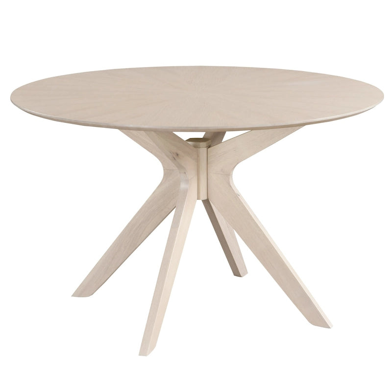 Table à manger ronde avec plateau en placage de bois