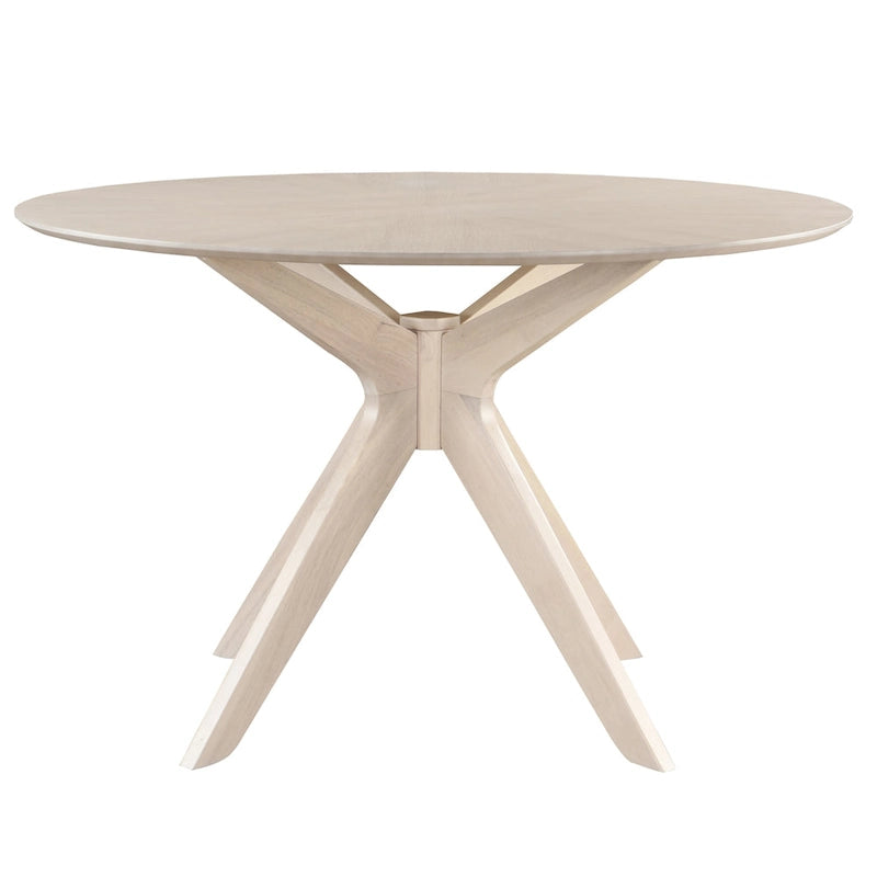 Table à manger ronde avec plateau en placage de bois