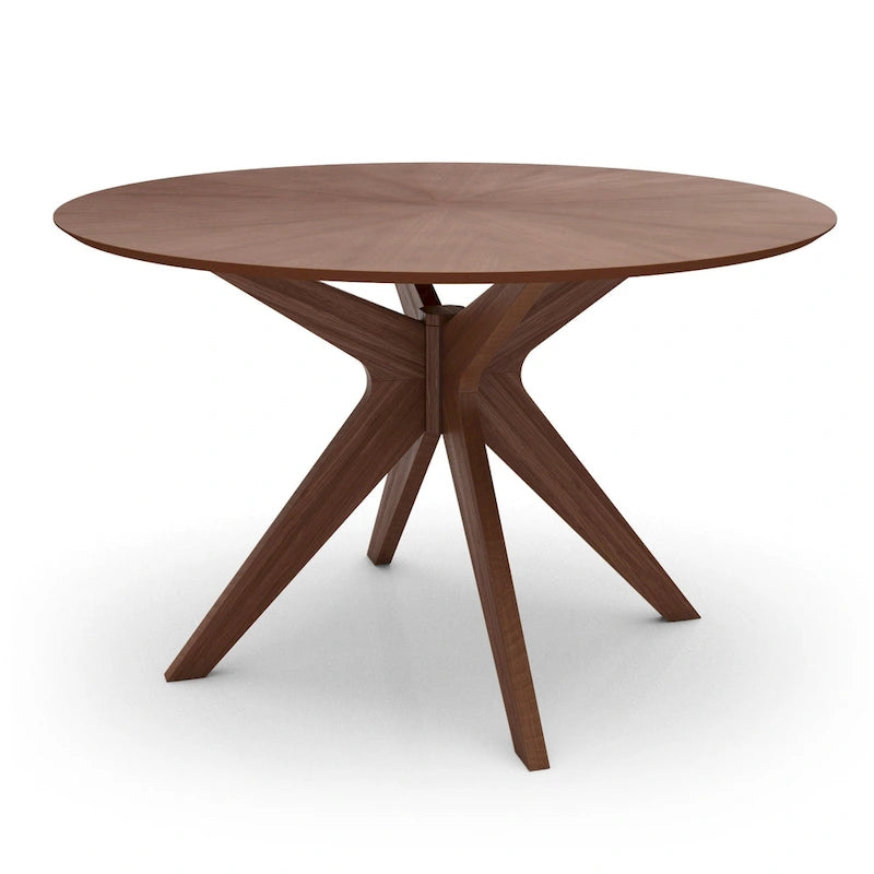 Table à manger ronde avec plateau en placage de bois