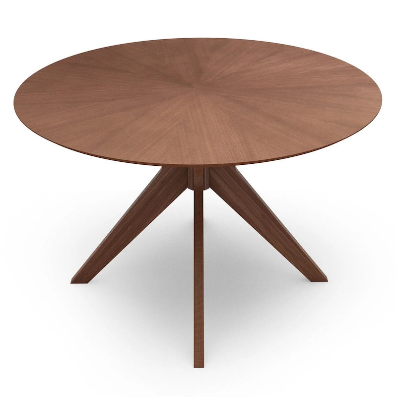 Table à manger ronde avec plateau en placage de bois