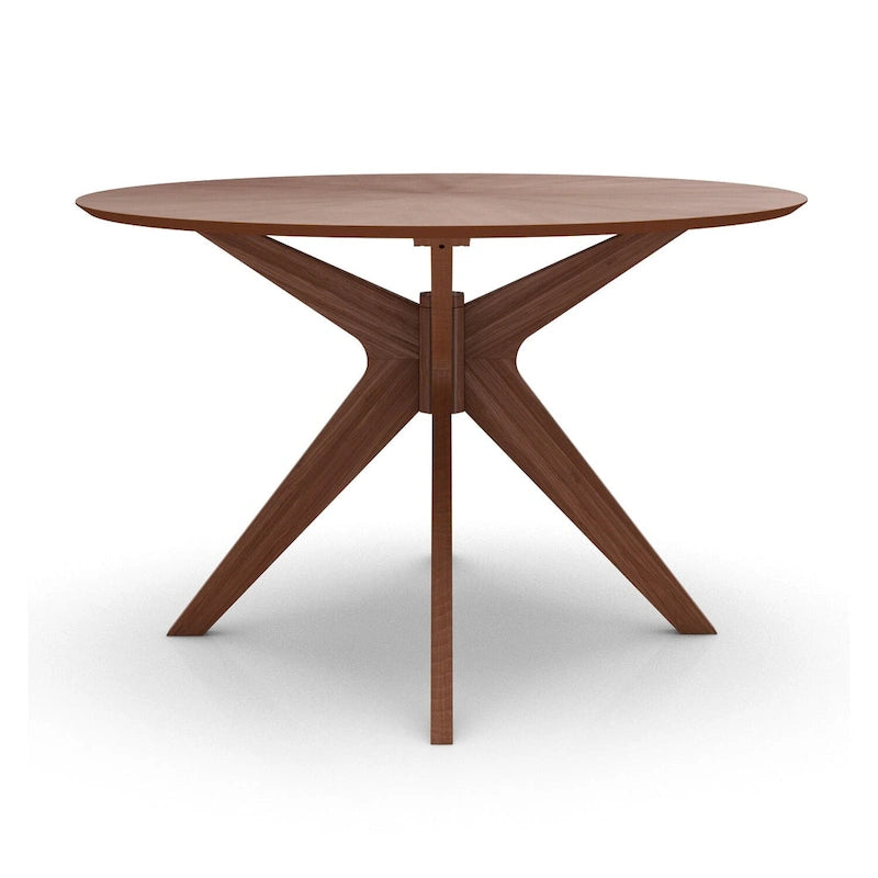 Table à manger ronde avec plateau en placage de bois