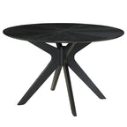 Table à manger ronde avec plateau en placage de bois