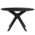 Table à manger ronde avec plateau en placage de bois