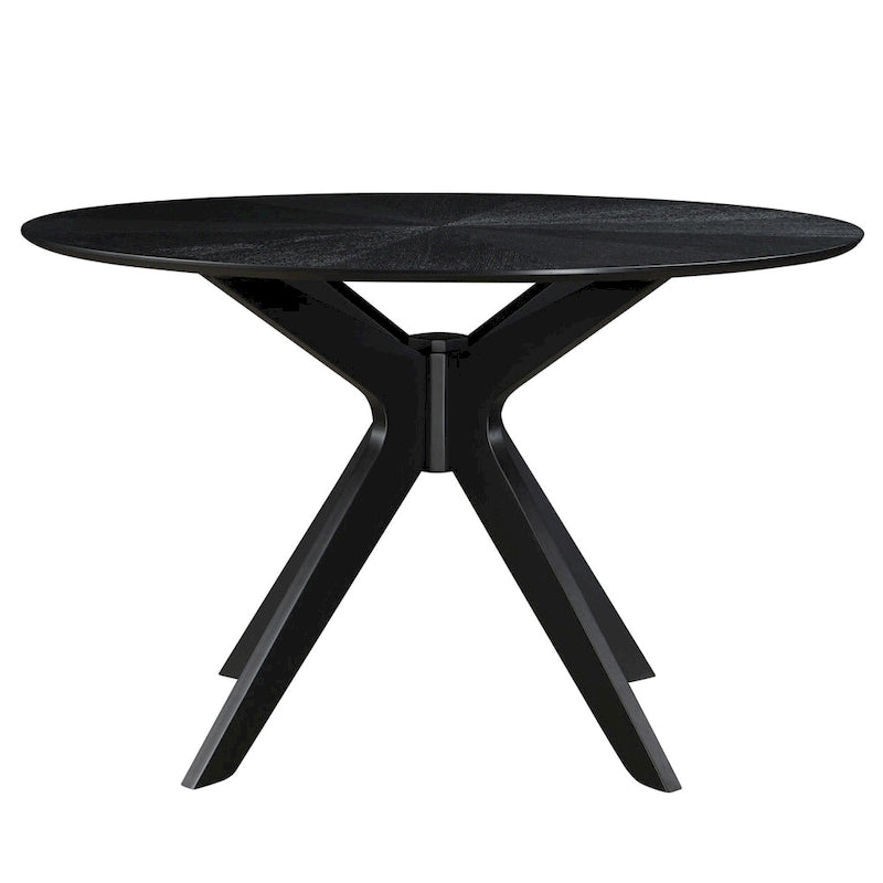 Table à manger ronde avec plateau en placage de bois