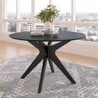 Table à manger ronde avec plateau en placage de bois