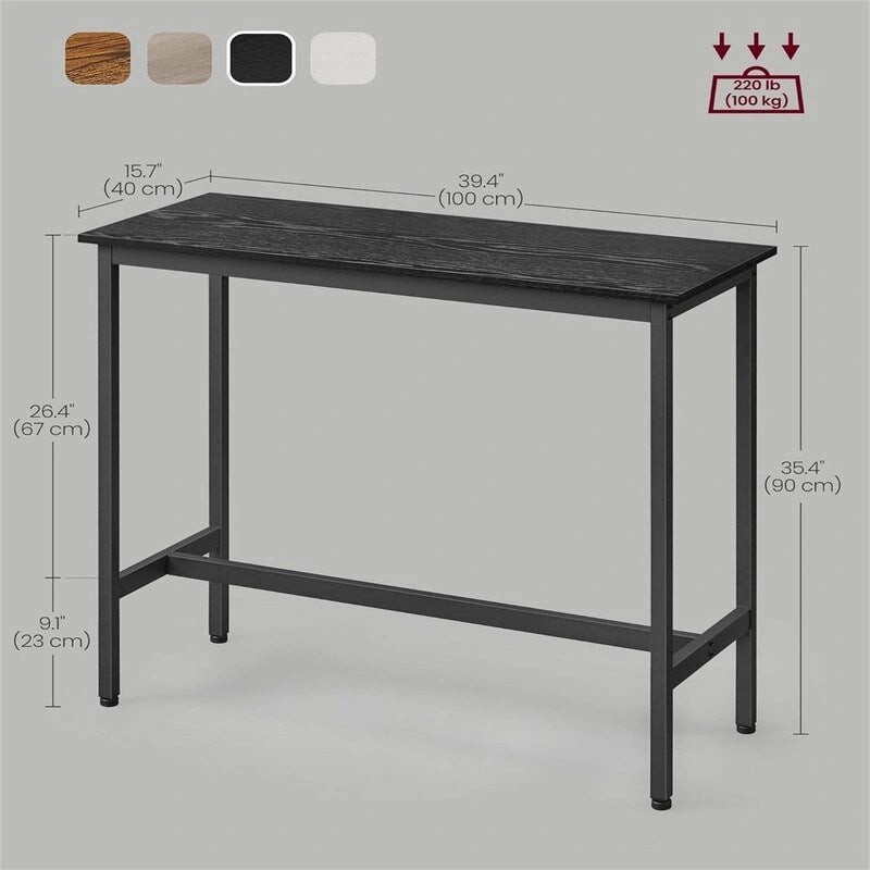 Table de bar étroite avec pieds en métal