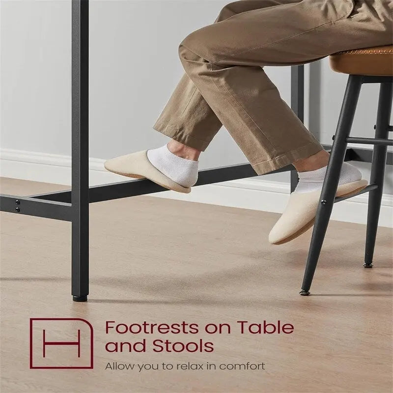 Table de bar étroite avec pieds en métal