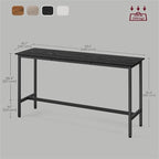 Table de bar étroite avec pieds en métal