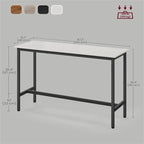 Table de bar étroite avec pieds en métal