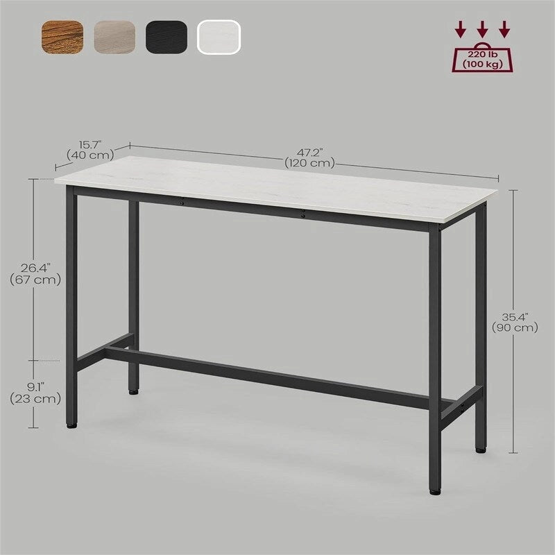 Table de bar étroite avec pieds en métal
