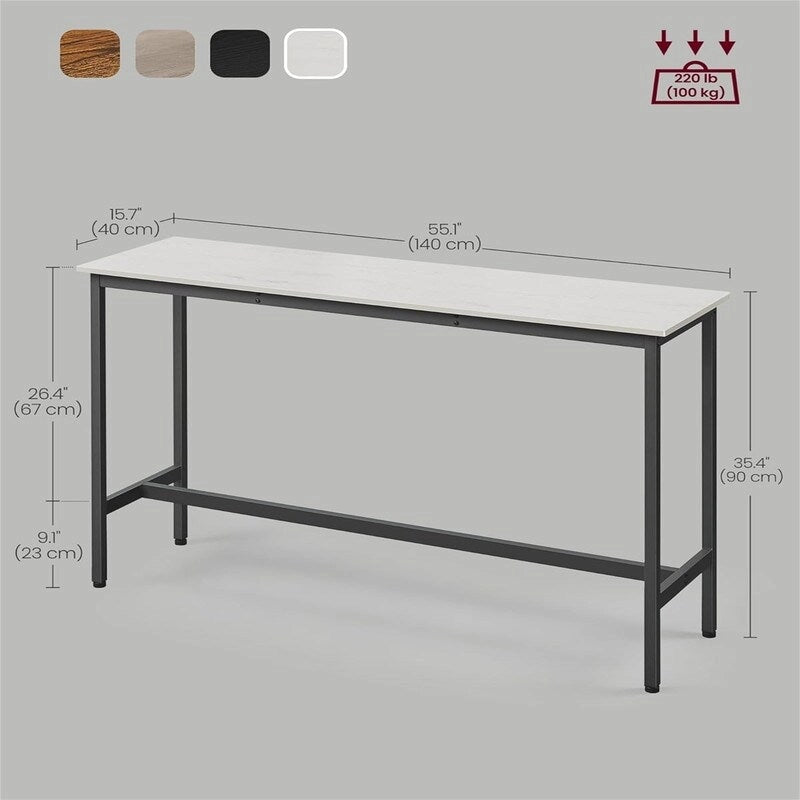Table de bar étroite avec pieds en métal