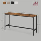 Table de bar étroite avec pieds en métal