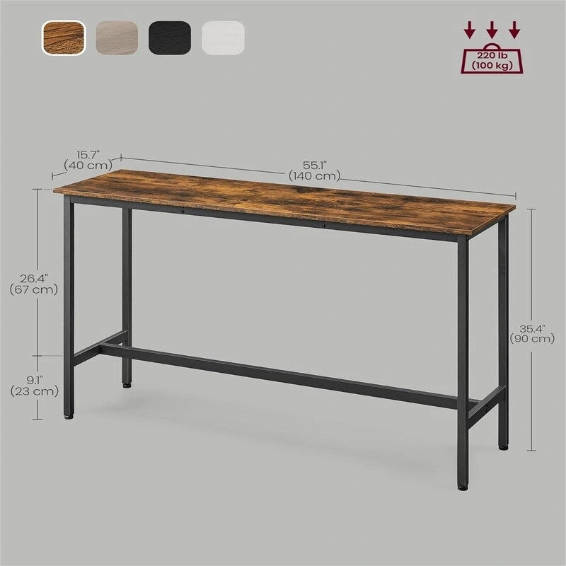 Table de bar étroite avec pieds en métal
