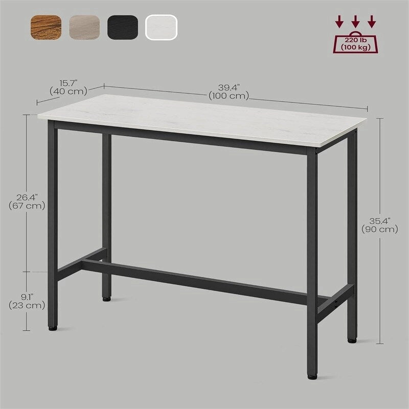 Table de bar étroite avec pieds en métal