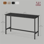 Table de bar étroite avec pieds en métal