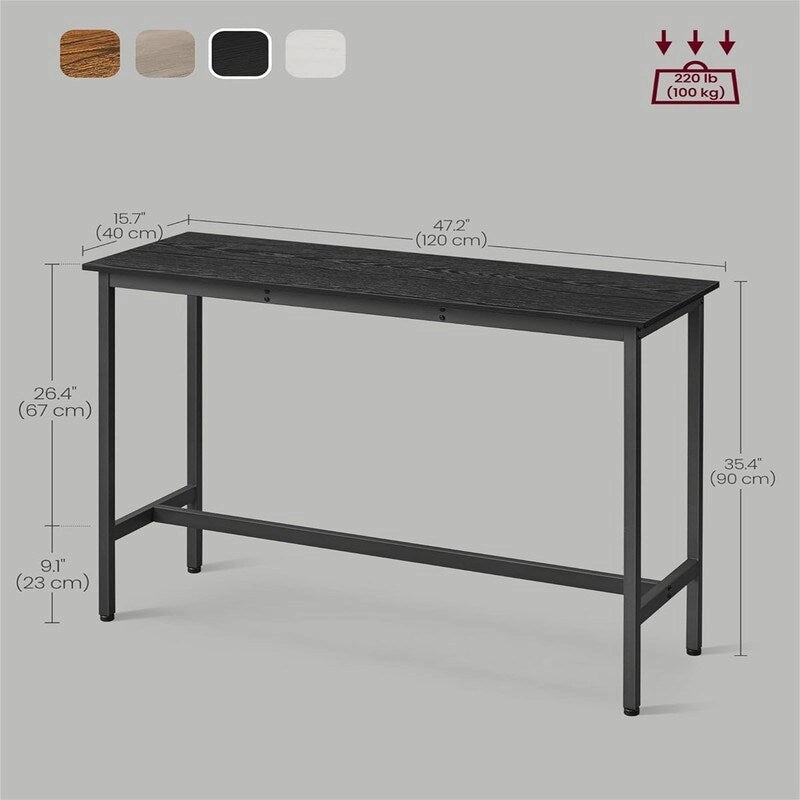Table de bar étroite avec pieds en métal