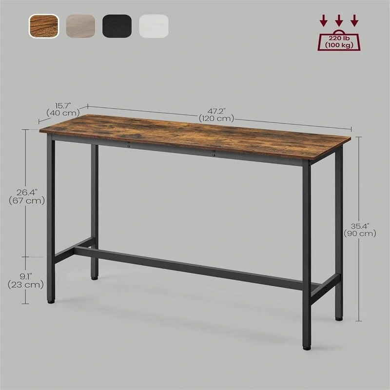 Table de bar étroite avec pieds en métal