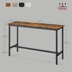 Table de bar étroite avec pieds en métal