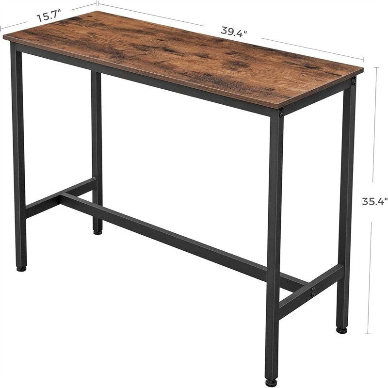 Table de bar étroite avec pieds en métal