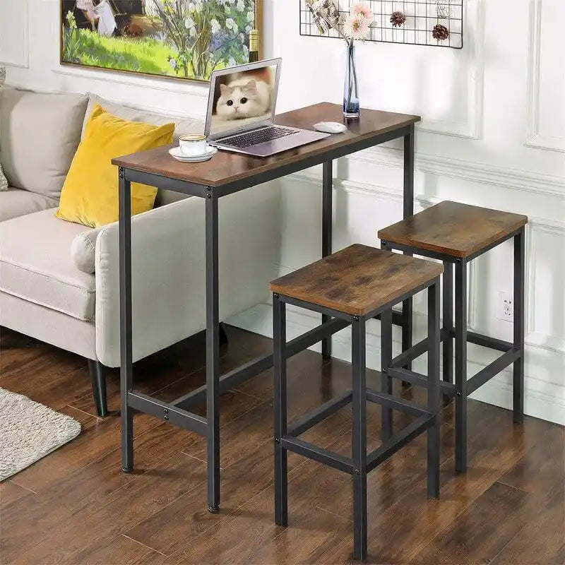 Table de bar étroite avec pieds en métal
