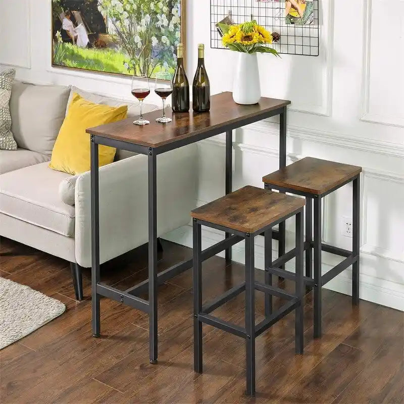 Table de bar étroite avec pieds en métal
