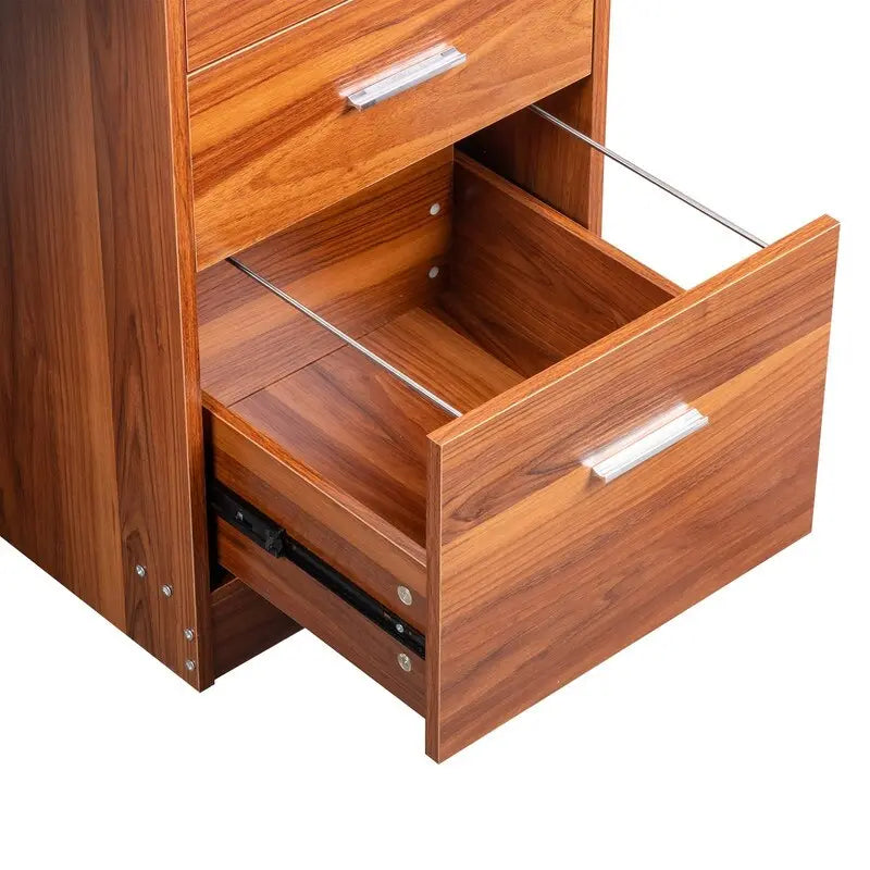 Bureau d'ordinateur en bois à 3 tiroirs avec étagère supérieure et classeur