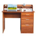 Bureau d'ordinateur en bois à 3 tiroirs avec étagère supérieure et classeur