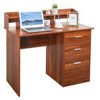 Bureau d'ordinateur en bois à 3 tiroirs avec étagère supérieure et classeur