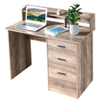 Bureau d'ordinateur en bois à 3 tiroirs avec étagère supérieure et classeur