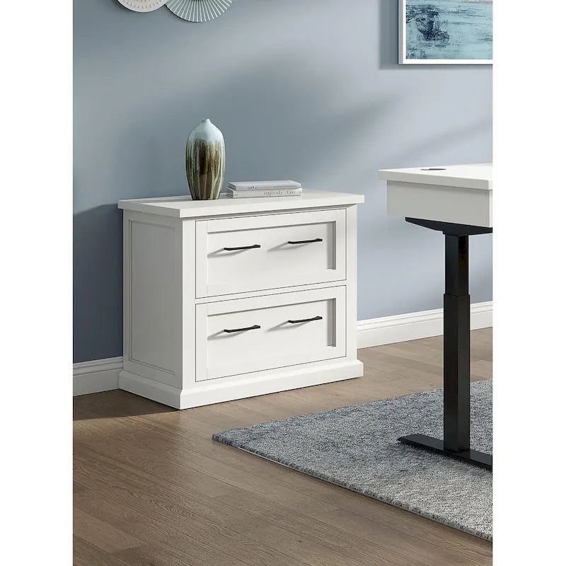 Meuble de classement latéral en bois avec tiroirs de rangement, entièrement assemblé, blanc