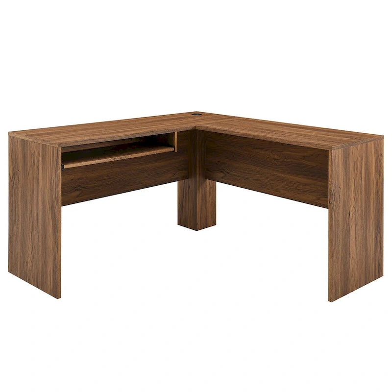 Bureau d'angle en bois avec tiroir clavier escamotable