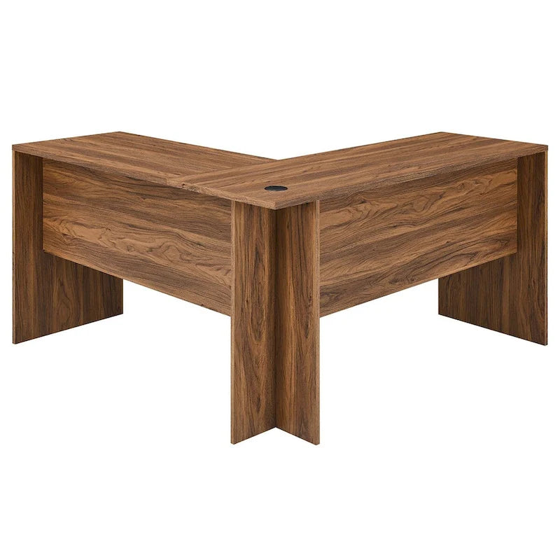 Bureau d'angle en bois avec tiroir clavier escamotable