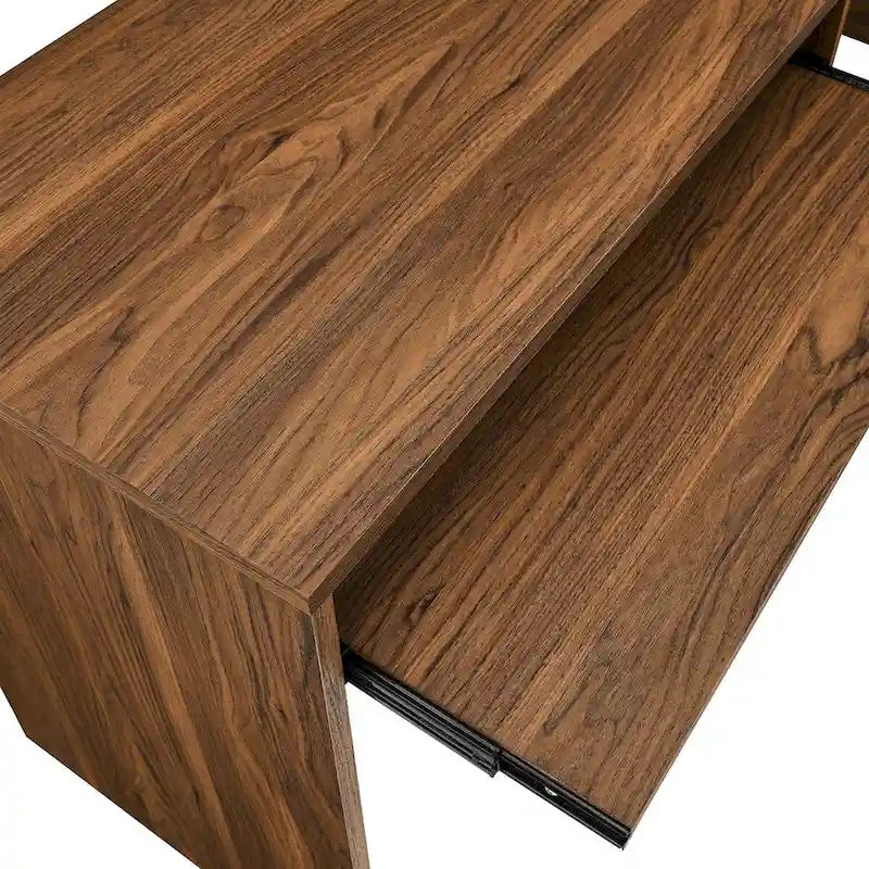 Bureau d'angle en bois avec tiroir clavier escamotable