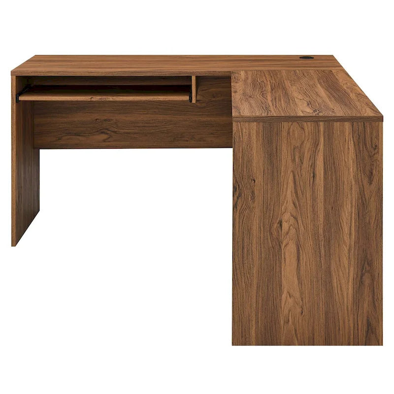 Bureau d'angle en bois avec tiroir clavier escamotable
