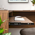 Bureau d'angle en bois avec tiroir clavier escamotable