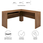 Bureau d'angle en bois avec tiroir clavier escamotable