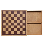 Jeu d'échecs et de dames en bois avec tiroir de rangement - H 6,35 cm x L 40,64 cm x P 40,64 cm