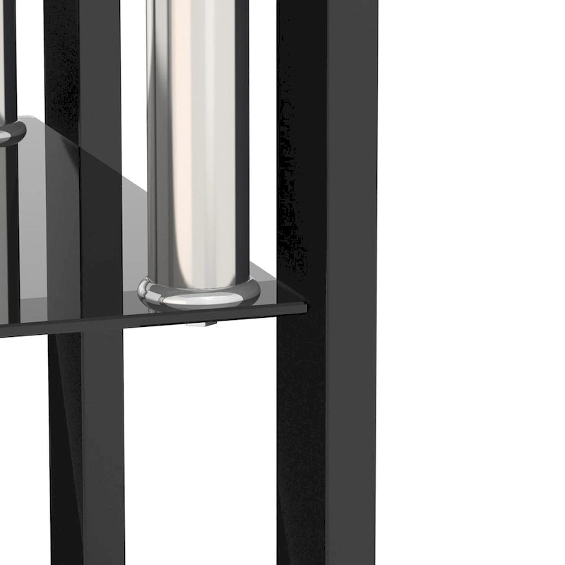 Lot de 2 tables d'appoint en verre trempé avec pieds en métal, carrées, noires
